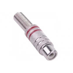 Gniazdo RCA nikiel 2 paski na kabel czerwone