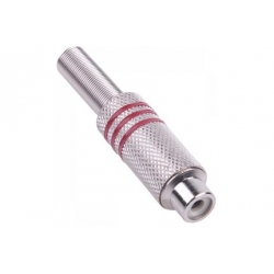 Gniazdo RCA srebrne 3 paski na kabel czerwone