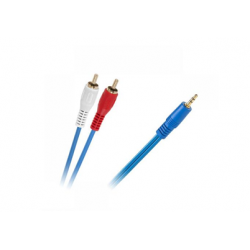 Kabel JACK 3,5-2 x RCA NIEBIESKI 4MM 5m(KPO2749-5)