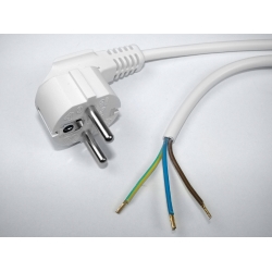 Kabel zasilający montażowy wtyk kątowy 5,0m biały