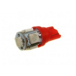 Żarówka T10/W5W 10mm 5 x 5050 12V czerwona Żarówka T10/W5W 10mm 5 x 5050 12V czerwona