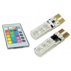 Żarówki samochodowe kolor RGB LED W5W T10 + pilot Żarówki samochodowe kolor RGB LED W5W T10 + pilot
