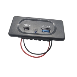 Ładowarka samochodowa do zabudowy 12V USB QC3.0; USB-C PD 3.0